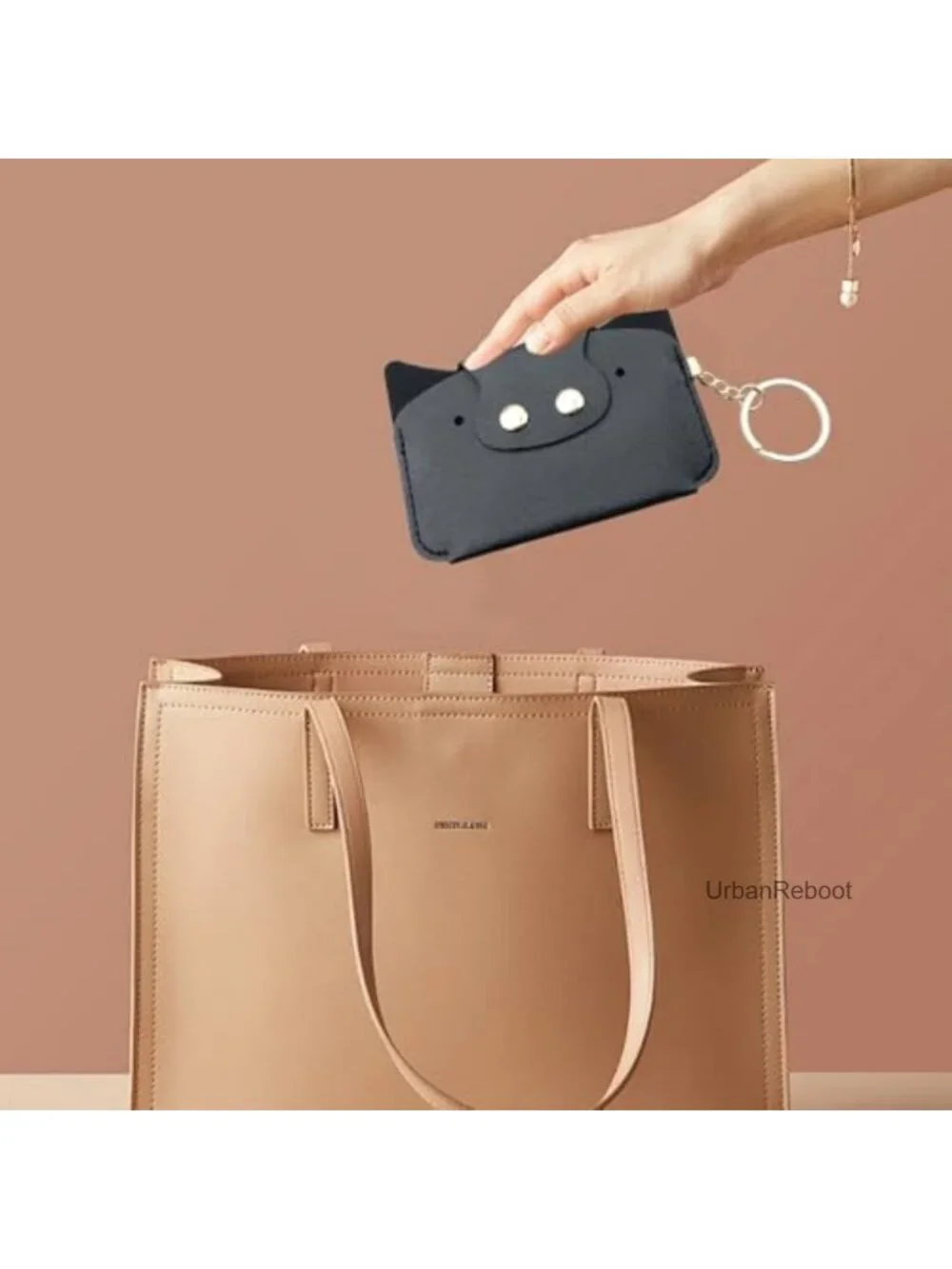 Small Faux Leather Pig Coin Purse Zipper Pouch Keyring Women Men